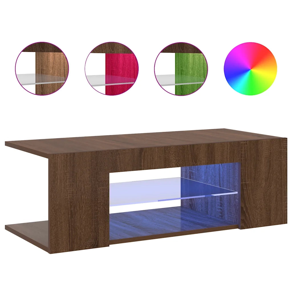 Mobile Porta TV con Luci LED Rovere Marrone 90x39x30 cm 822667