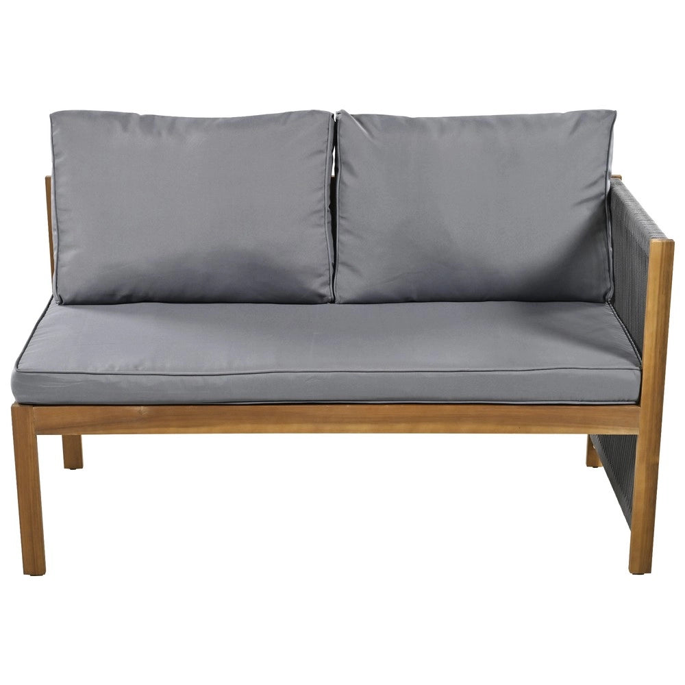 Set da giardino per 7-8 persone - Zephmum - Divano angolare, 3 sgabelli, tavolo, cuscini, polirattan, colore grigio+naturale