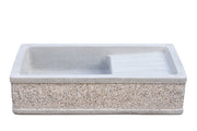 Lavandino con Sgocciolatoio da Esterno 80x40x20 cm in Calcestruzzo Bocciardato Grigio Graniglia