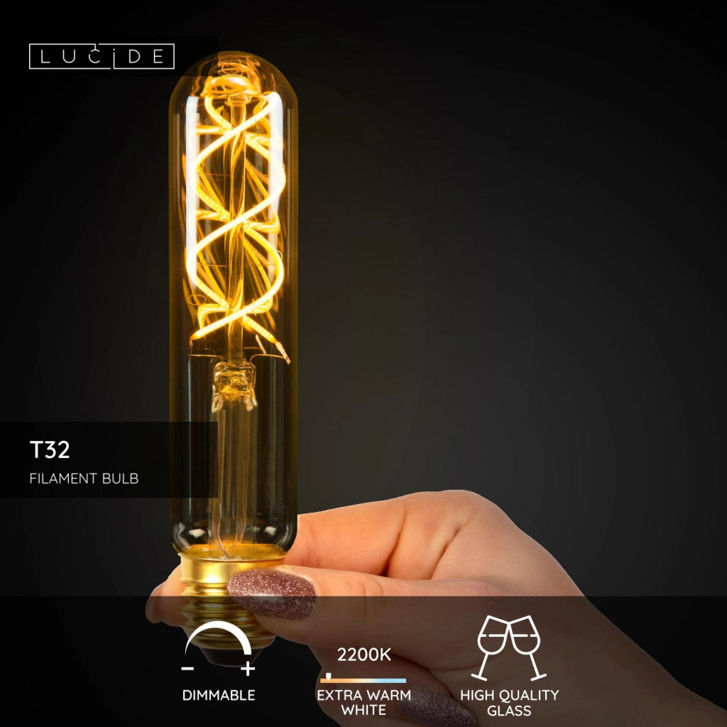 Lampadina LED filament amber tubo E27 5W Lucide