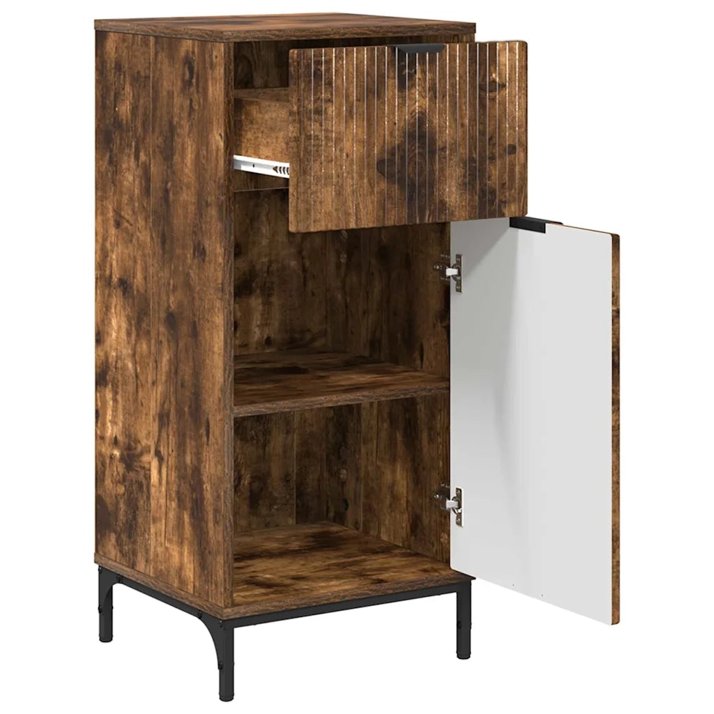 Set di mobili per il bagno con cassetto 2 pcs Rovere fumé