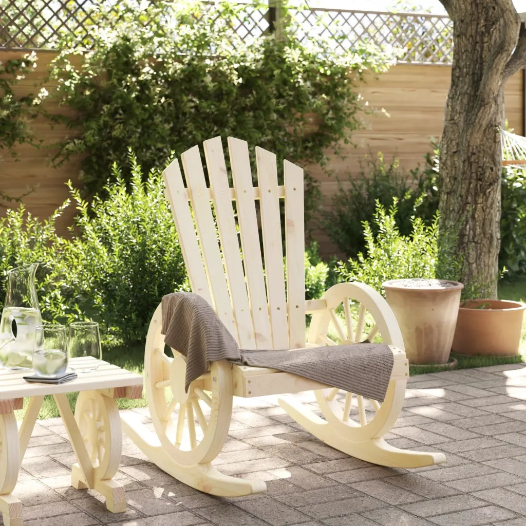 Sedia a Dondolo | Sedia da Giardino | Sedie da Esterno Adirondack in Legno Massello di Abete