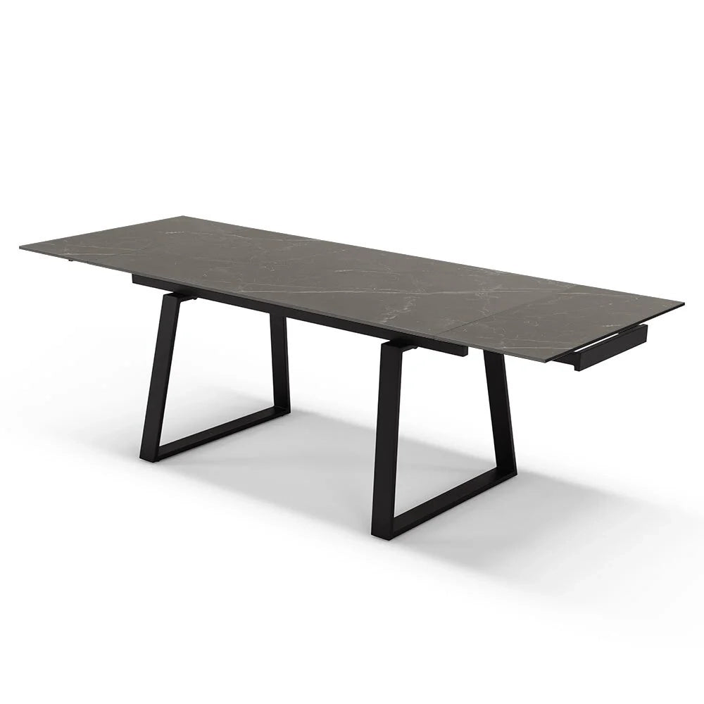 Tavolo allungabile da pranzo Pietra Grigia 160x90 modello ATLAS fino a 240 CM per sala da pranzo, cucina e soggiorno, design moderno con top in grès ceramico