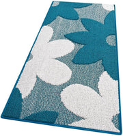 Tappeto Cucina 3D Fiore 57x180 cm Tridimensionale Morbido Moderno Passatoia Antiscivolo Blu