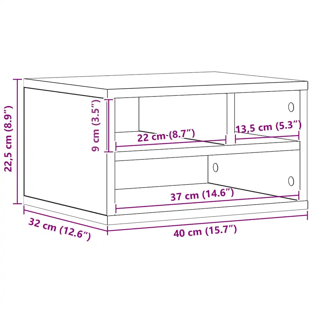 Supporto per Stampante Rovere Nero 40 x 32 x 22,5 cm CFW5245428