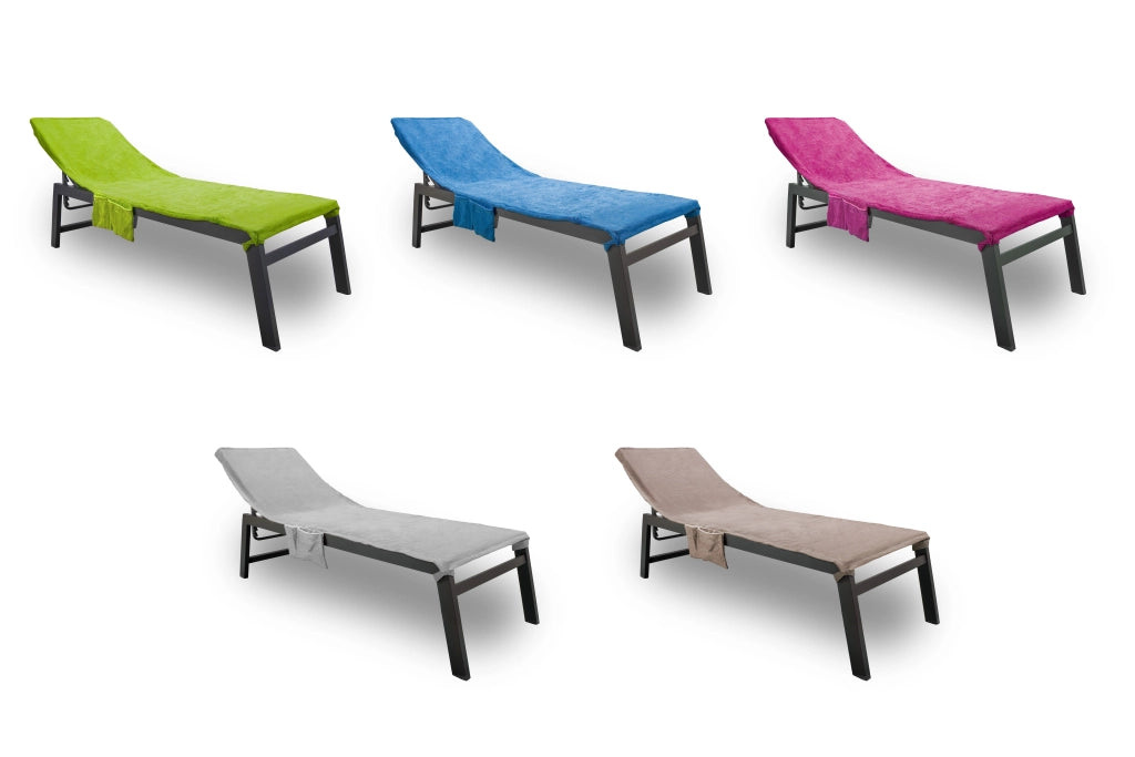 Telo Mare Lettino In Spugna Tinta Unita Con Tasche Modello Pool&Beach - Lettino - Fucsia