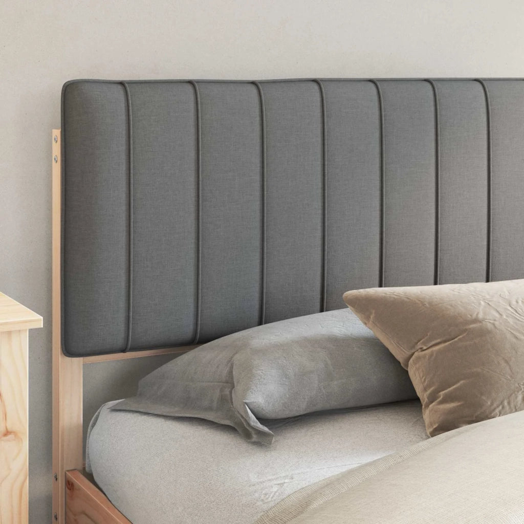 Letto con Testiera Rivestita Grigio chiaro 200 x 200 cm