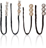 Accessori capelli eleganti - Spille a crocchia - Disegno fiorale - 4 pezzi - Materiale leggero in acrilico - 32 cm - Spille per capelli
