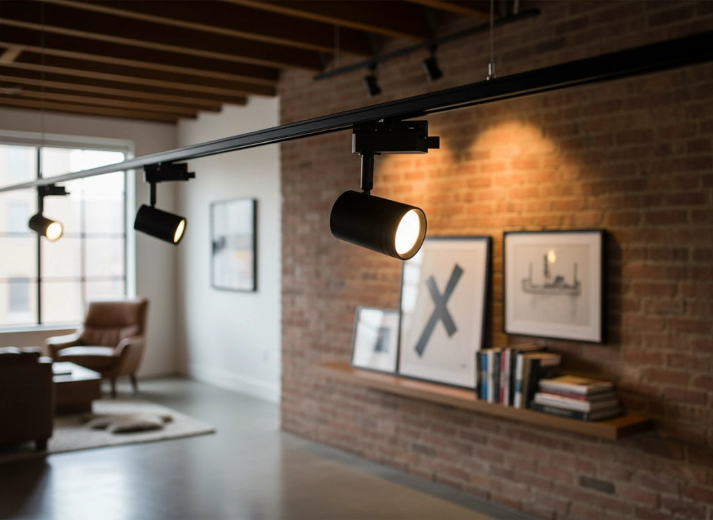 Faretto Track Light per Binario Monofase GU10 Nero Orientabile in Alluminio per Illuminazione Interni