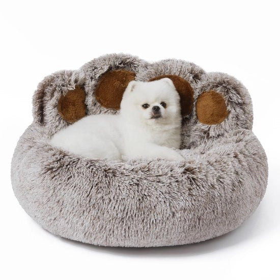 Hondenmand Ronde con Forma di Piede morbido, Donut per cani, Porta cani per piccoli cani Misura 66cm, Porta cani Comfortevole e morbido, Porta cani Lavabile, Grigio