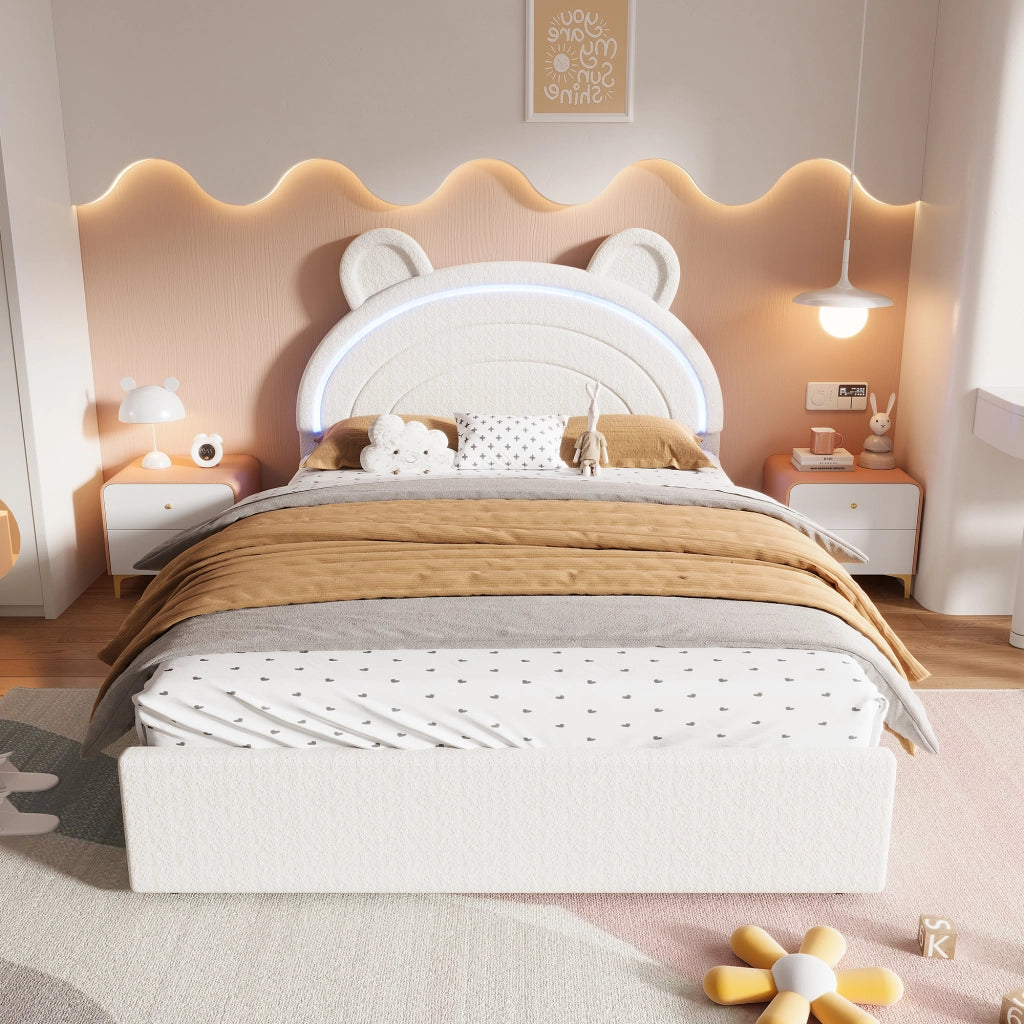 letto imbottito velluto beige 140 x 200 cm