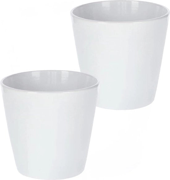 Vaso di fiori diametro 13 cm classico bianco completo di 2 vasi di fiori con motivi floreali