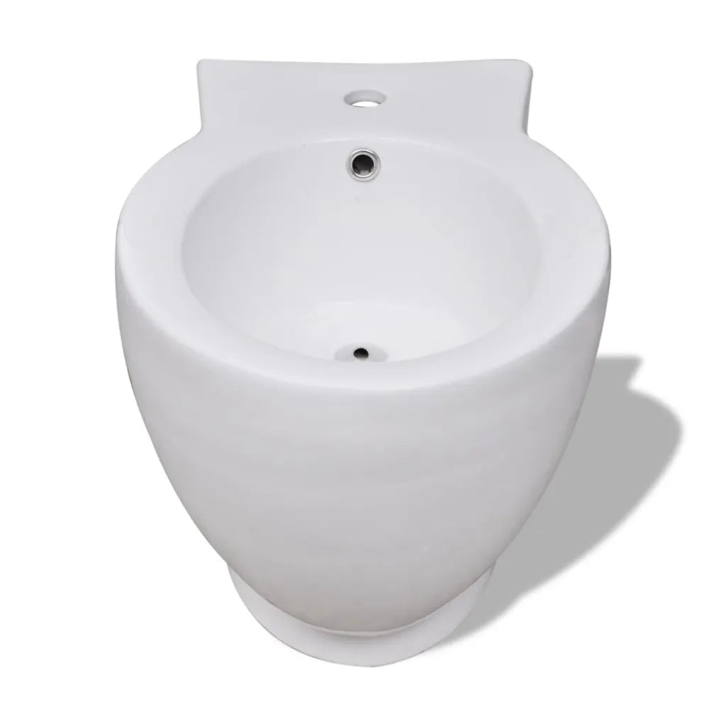 Bidè Rotondo Bianco con Piede di Alta Qualità in Ceramica 140665