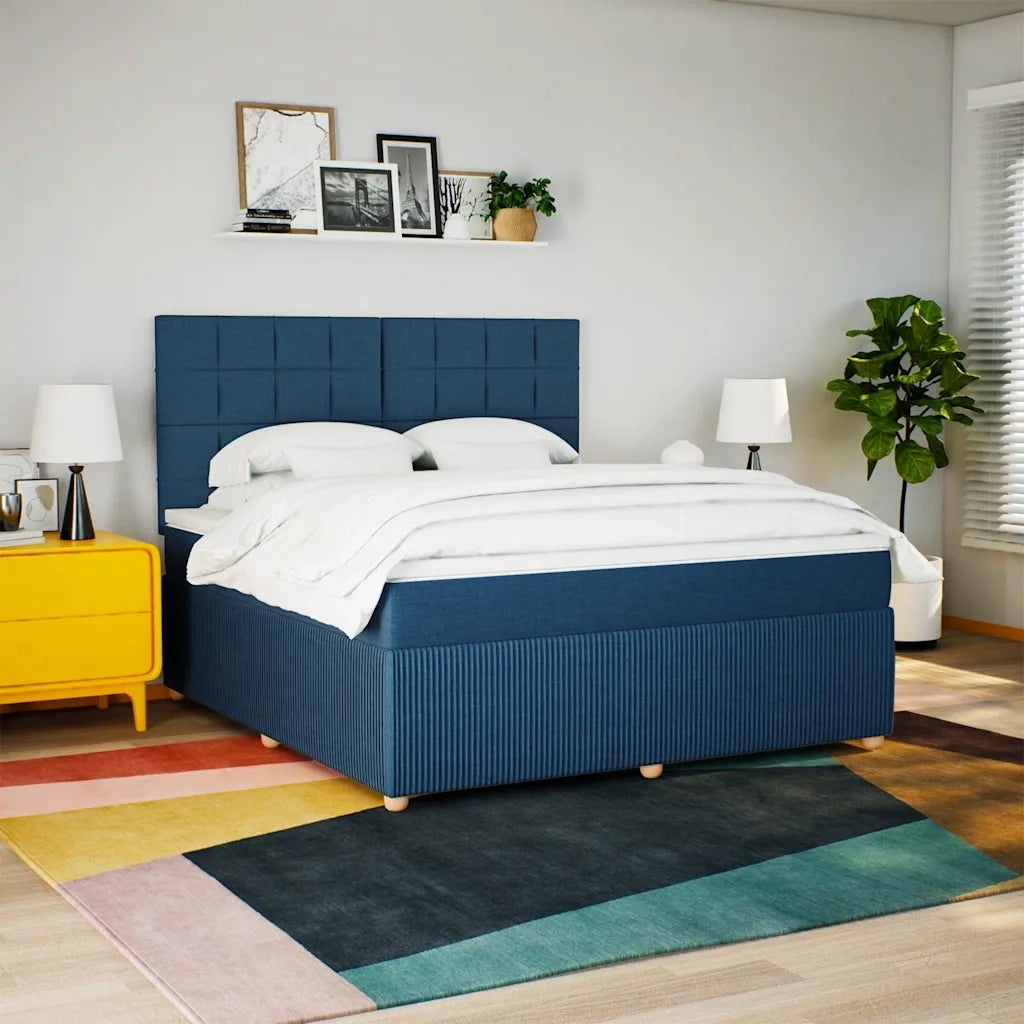 vidaXL Giroletto a Molle con Materasso Blu 180x200 cm in Tessuto