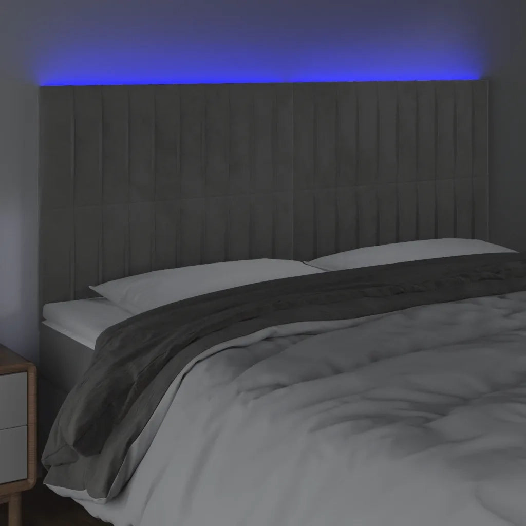 Testiera | Testata a LED Grigio Chiaro 180x5x118/128 cm in Velluto