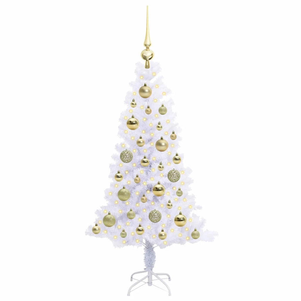 Albero di Natale Artificiale-Albero Natalizio Bianco 120 cm PVC e Acciaio 372841