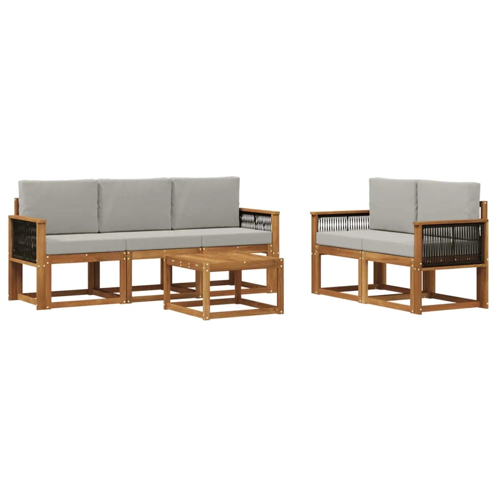 Set di divani da esterno 6 pz Naturale e Grigio Chiaro 3384992