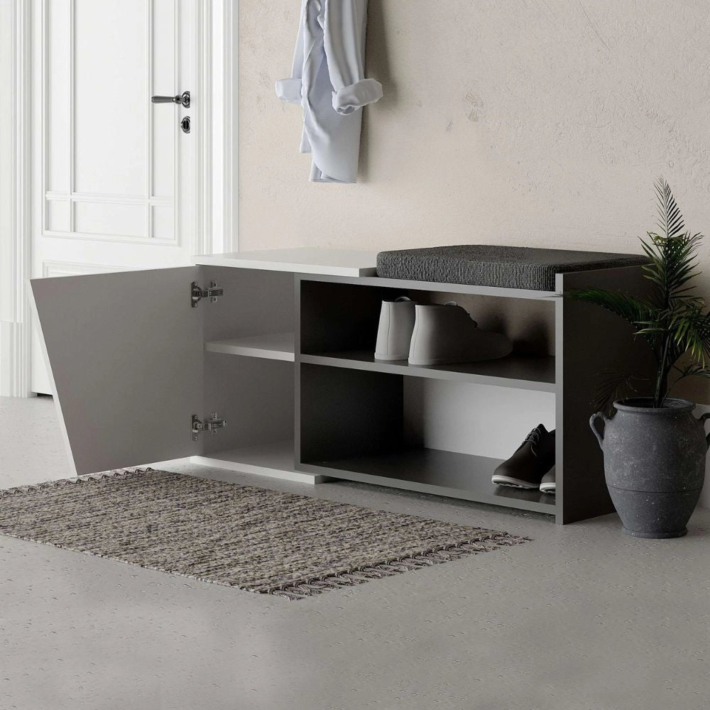 Scarpiera panca Fiona 104.6x37.5x47.2 colore bianco antracite