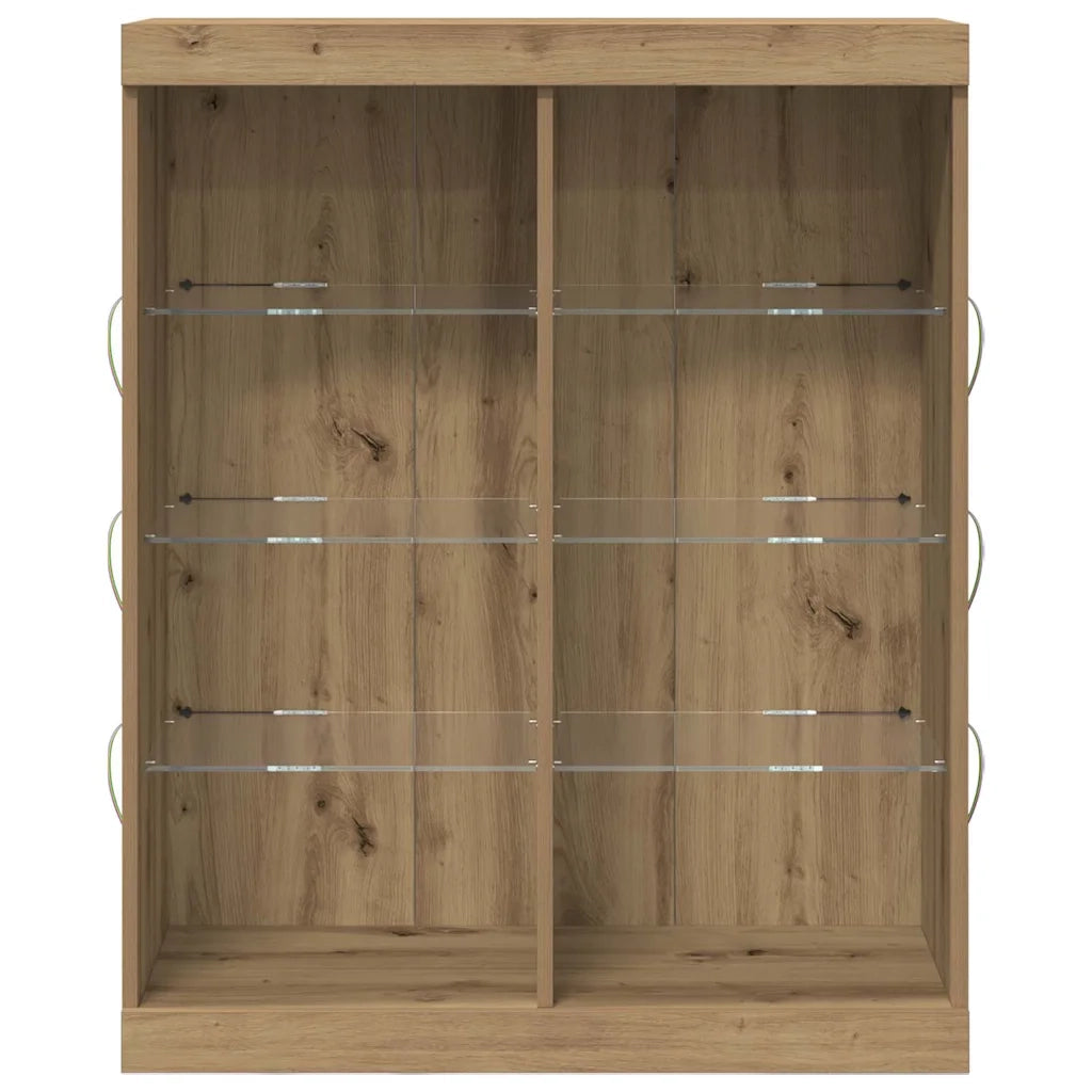 Credenza | Madia LED con strisce LED Rovere Artigianale 81 x 37 x 100 cm