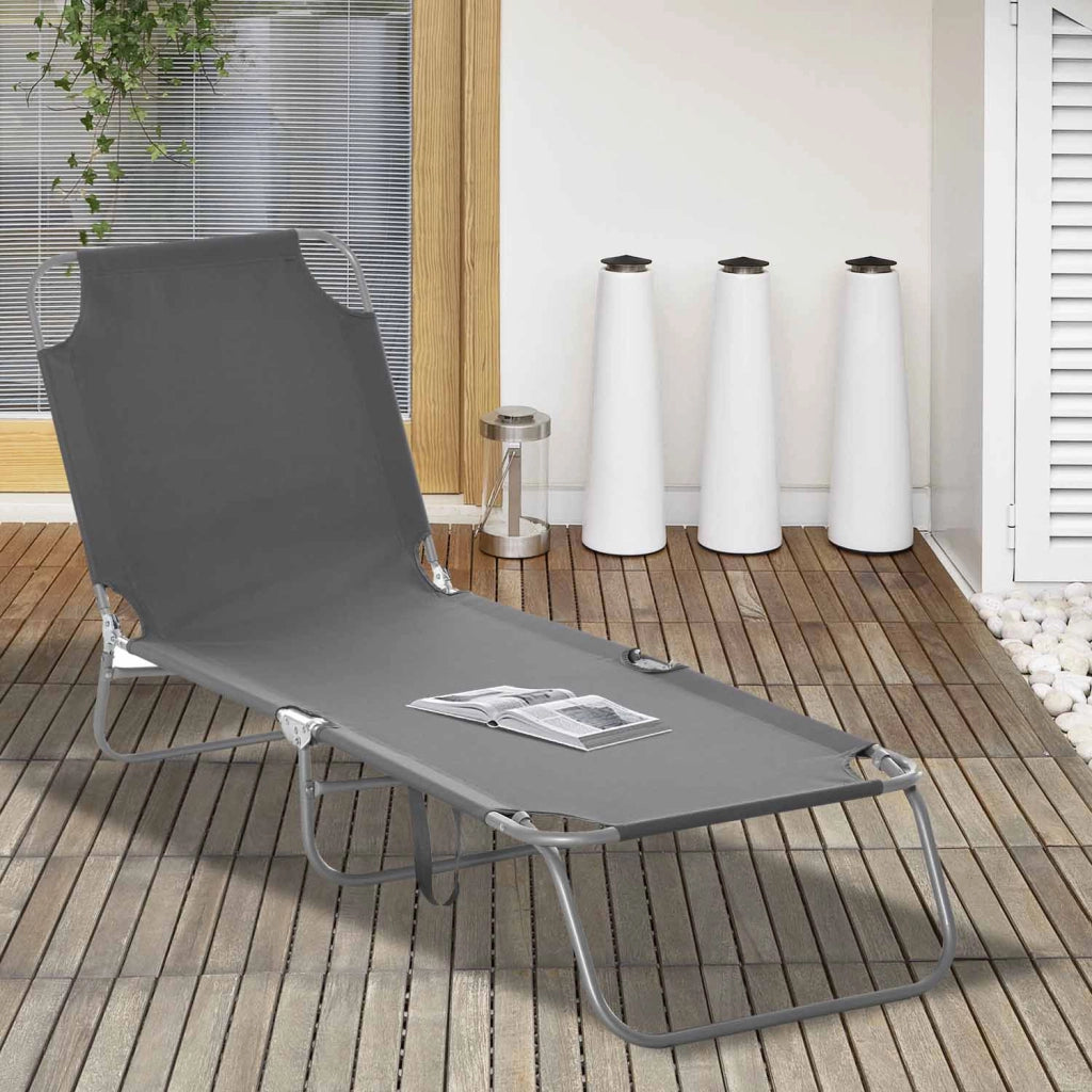 Sdraio Pieghevole con Schienale Reclinabile ¨C zephmum ¨C Grigio 187x55x24