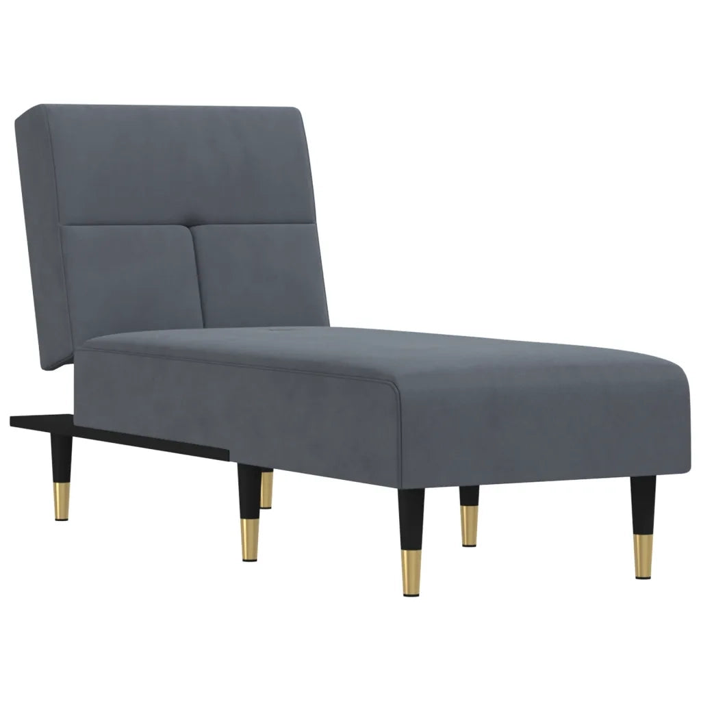 Chaise Longue in Velluto Grigio Scuro 352809