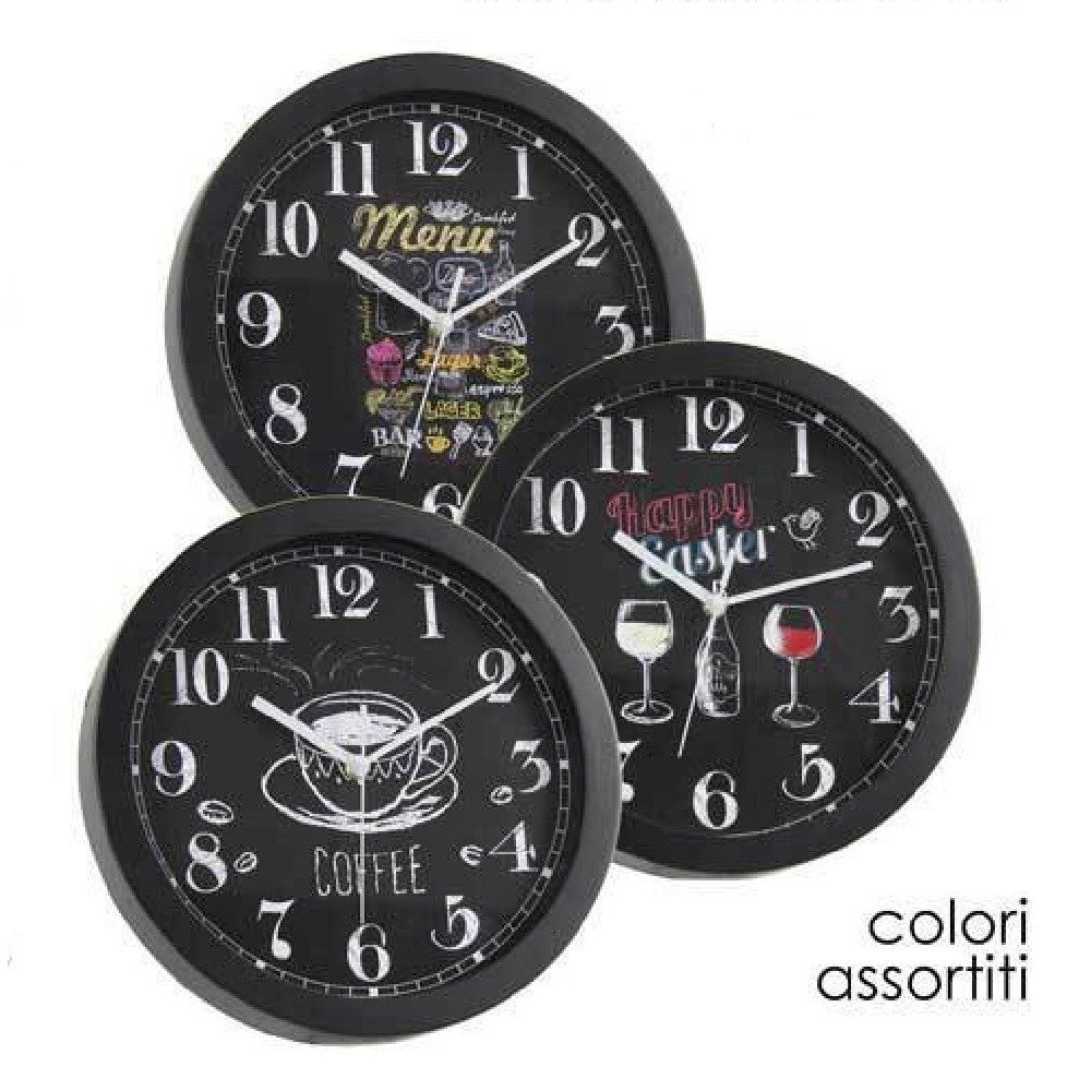 Trade Shop - Orologio 30x4x30cm Da Parete Bar Caffe Ristorante Moderno Nero Decori Ass 774621 -