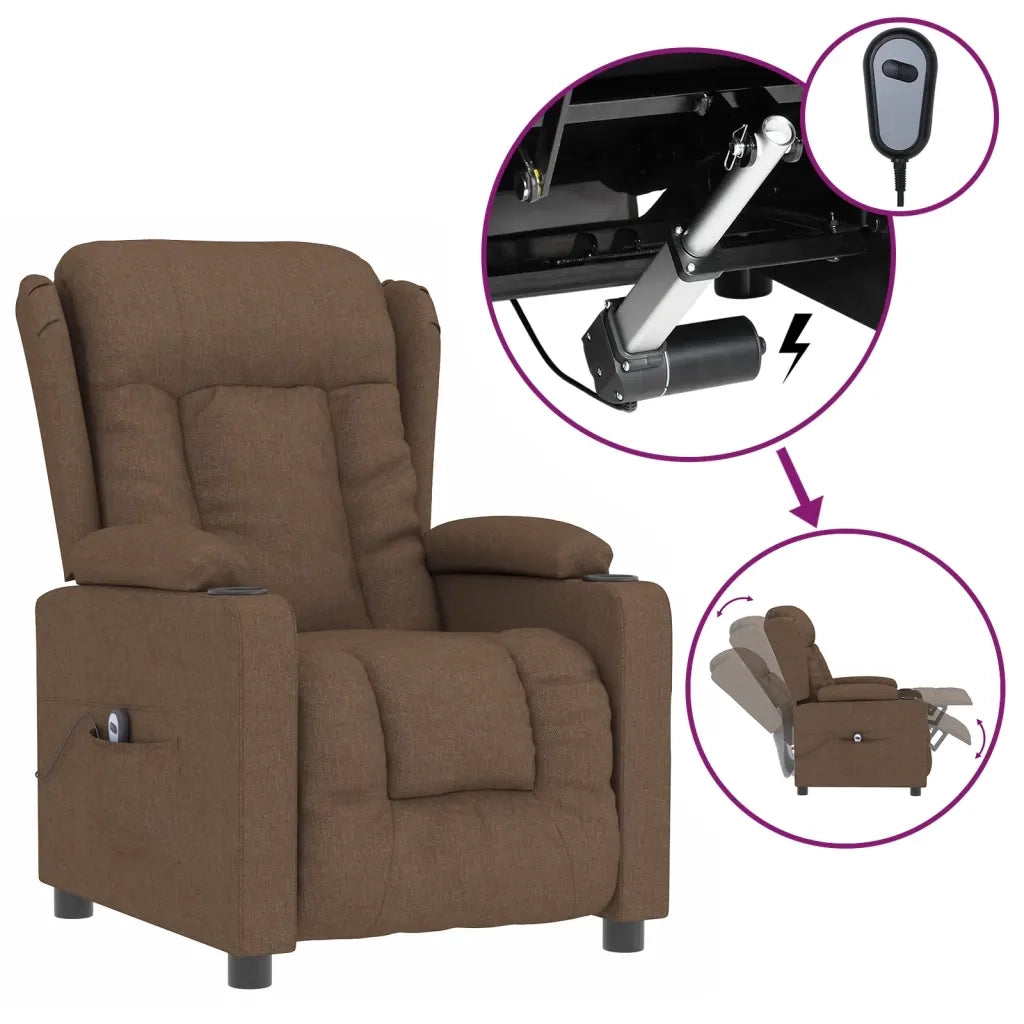 Poltrona Elettrica Reclinabile Marrone in Tessuto 3098781