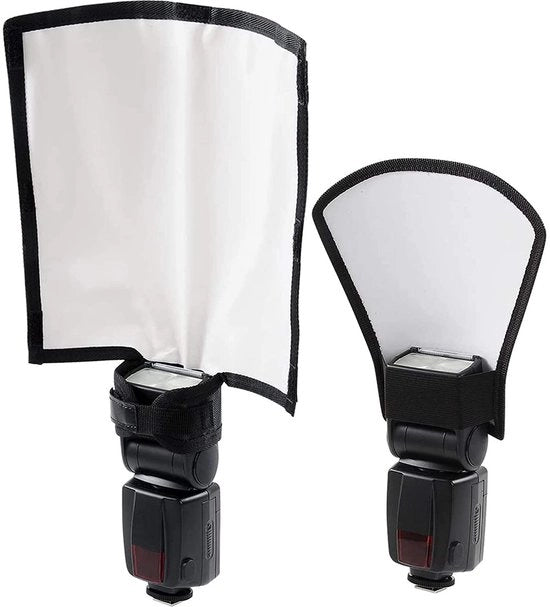 Diffusore a Flash - 2 Pezzi - Reflettore Argento/Bianco - Softbox Portatile - Fotolampada Universale - Adatto per Studio Fotografico - 20 cm x 18,5 cm - Reflettore Fotografico