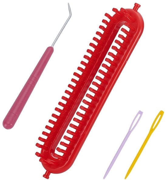 Weefgetouw per principianti - Rettilineo - Plastica - 1 Set - Uncinetto - Dimensioni 260x51x12mm - Kit Completo per Lavoro con Maglia