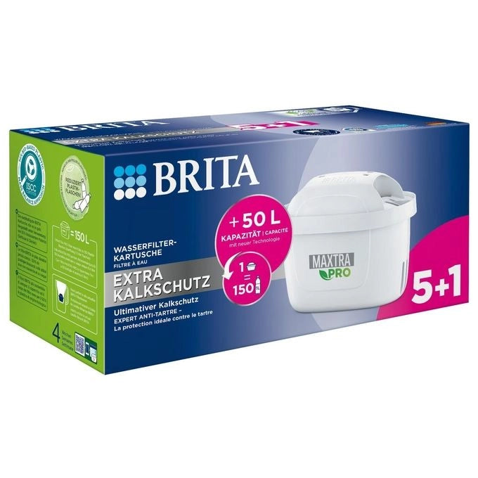 BRITA 1050844 MAXTRA PRO Extra Cartuccia Filtro Anticalcare Capacita' 150 l Compatibilita' Tutti Filtri da Tavolo Brita colore Bianco