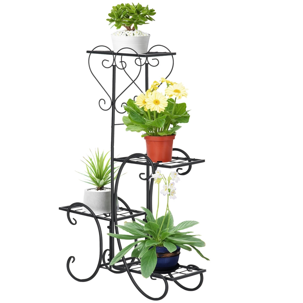 Fioriera 4 Ripiani in Metallo ¨C Zephmum ¨C Nero 45x24.5x80 cm