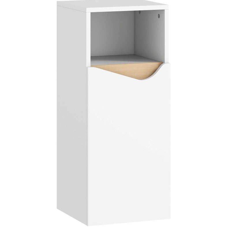 Mobile bagno stretto con ripiani regolabili e vano aperto, bianco