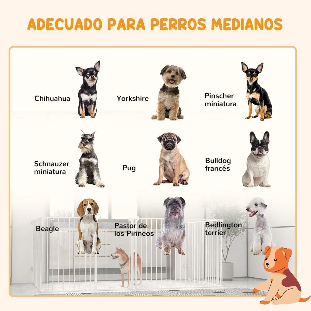 Recinto per Animali Domestici 8 Pannelli ¨C Minimal ¨C Bianco 64x90 cm