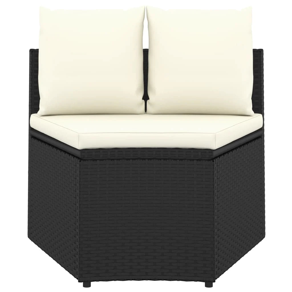 Set di mobili da giardino mobili da esterno 7 pezzi con cuscini resina intrecciata nera 02_0017315
