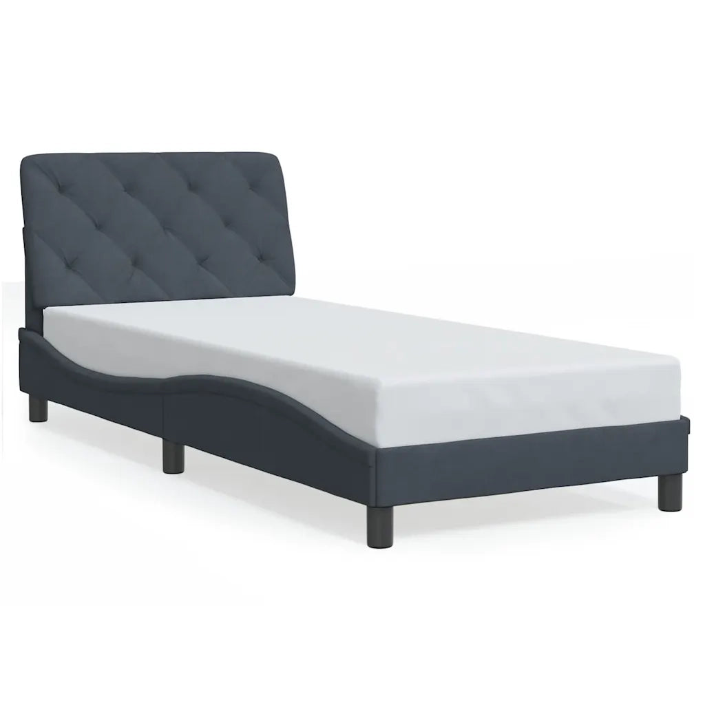 Giroletto senza Materasso Grigio Scuro 90x190 cm Velluto
