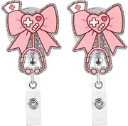 Badgehouder con Cordoncino con Identificazione - 2 Pezzi - Acrilico Rosa 5x3,8 cm
