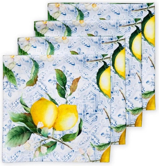 Set di tovaglie decorative in cotone 100% - Set di 4 tovaglie in tessuto lavabile - Citrus - Primavera/estate - 45cm x 45cm