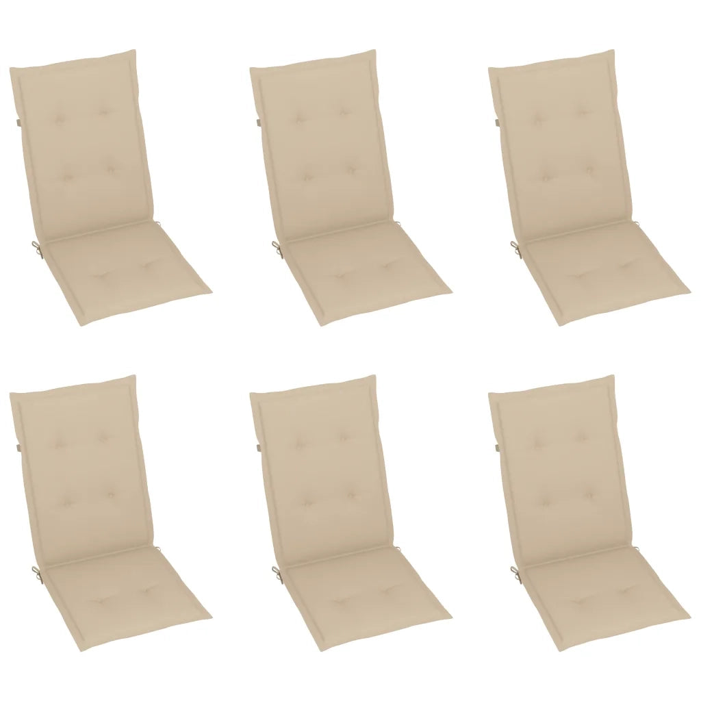 Sedie da Giardino Reclinabili 6 pz con Cuscini Massello Acacia cod mxl 8178