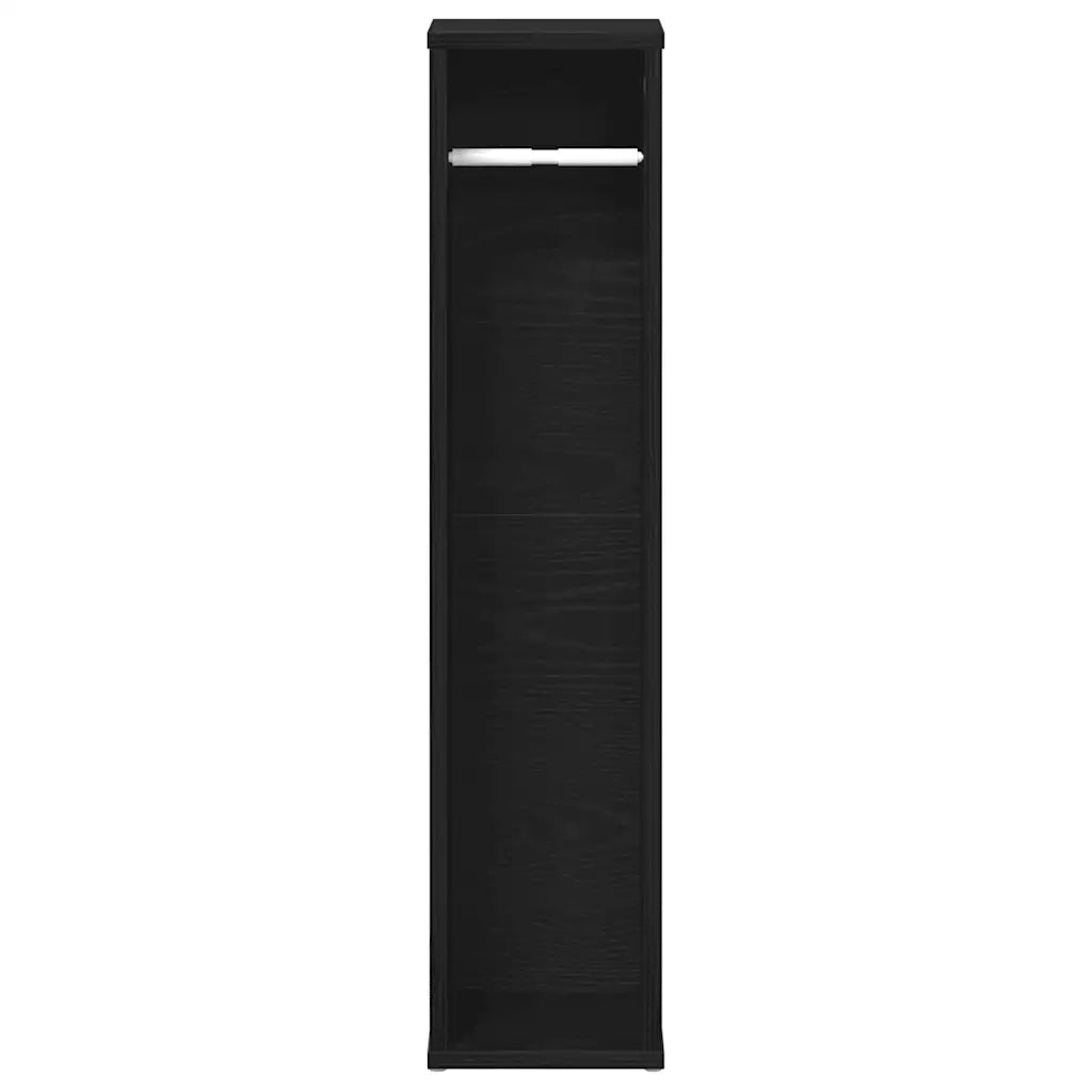 Mobile da Bagno con Portarotolo Nero 20,5x20x90 cm 858507