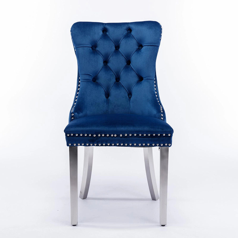 Set 2 sedie Nikki - Xylo - velluto blu gambe cromate