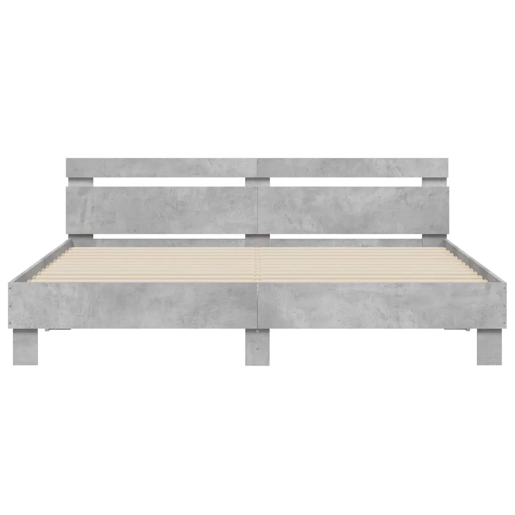 Letto matrimoniale | Letto per adulti | Giroletto Testiera Grigio Cemento 180x200 cm Legno Multistrato