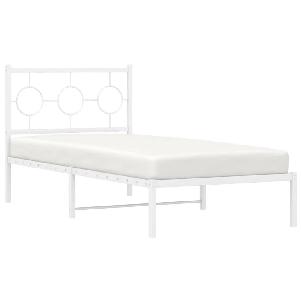Giroletto con Testiera Metallo Bianco 90x200 cm 376268