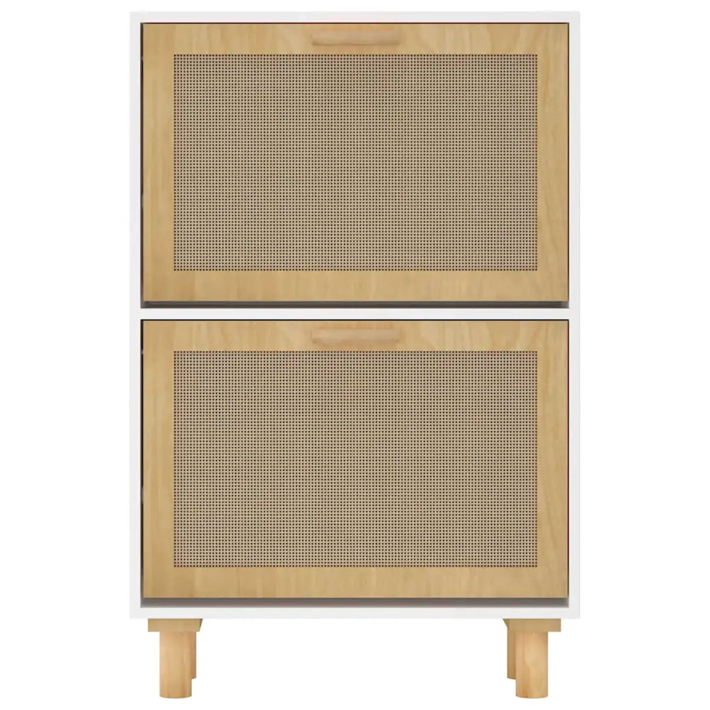 Scarpiera Bianca 52x25x80cm Legno Multistrato e Rattan Naturale 345645