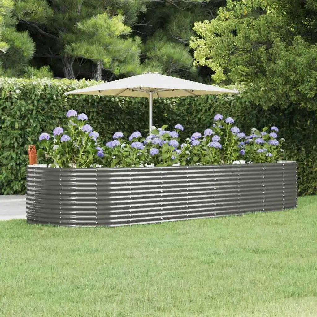 Vaso Giardino Grigio 367x140x68 cm Acciaio Verniciato a Polvere