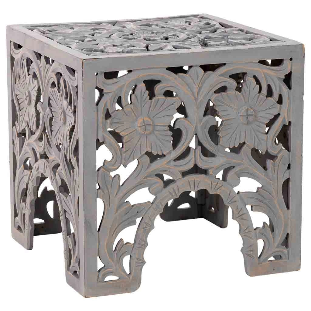 Tavolino in legno bianco fatto a mano 45x45x45h