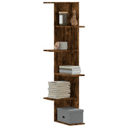 vidaXL Scaffale Angolare Muro Rovere Fumo 36,5x36,5x140cm Multistrato