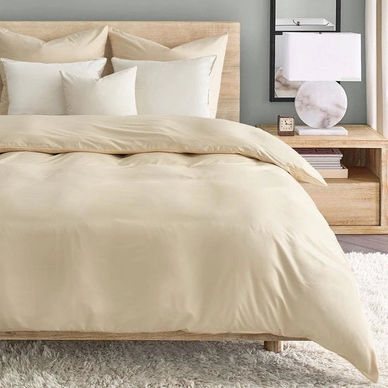 Set di coperte per letto in microfibra con chiusura a cerniera e progetto strofinabile in beige neutro