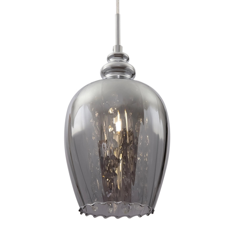 Lampadario A Sospensione Moderno Blues Metallo Argento Vetro 1 Luce E14