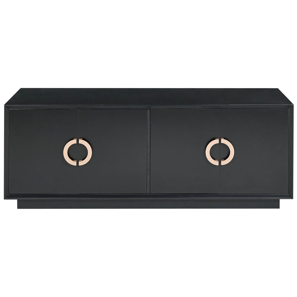 Credenza a 4 ante in MDF nero con ripiani maniglie dorate stile moderno corridoio soggiorno camera da letto contenitore