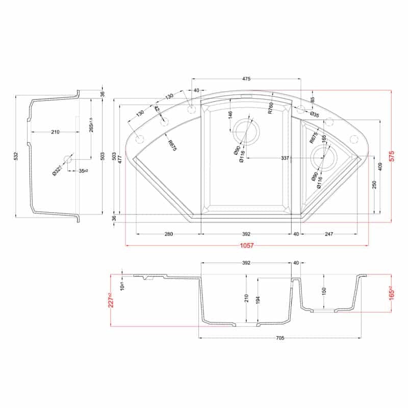 Lavello Elleci da incasso Easy CORNER Granitek Grigio Cemento LGYCOR48